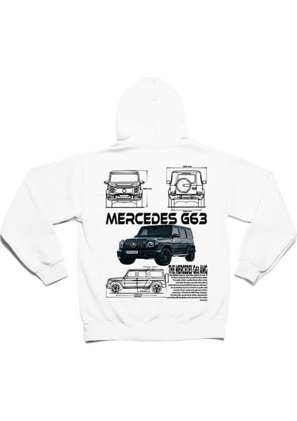 Mercedes G63 Amg Baskılı Beyaz 3 Ip Kalın Kumaş Unisex Sweatshirt Hoodie fırsatları