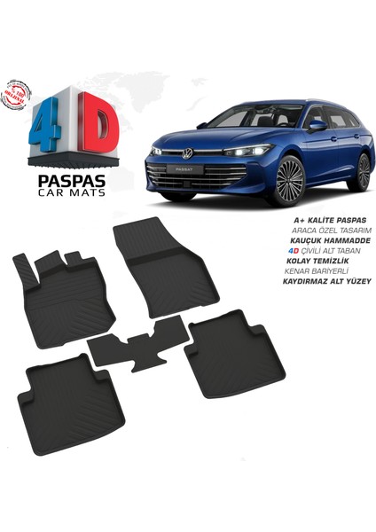 Volkswagen Passat B9 4d Havuzlu Paspas 2024 Model ve Sonrası
