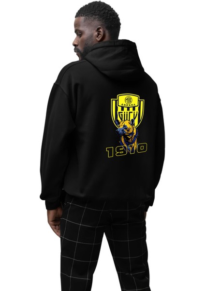 Ankaragücü Benekli Sırtlan Özel Tasarım Ön Baskılı 3 Ip Kalın Kışlık Unisex Oversize Sweatsirt