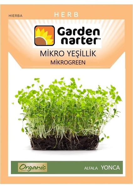 Garden Narter Mikro Yeşillik İçin Microgreen Organik Yonca Tohumu 15 gr 7000 Tohum