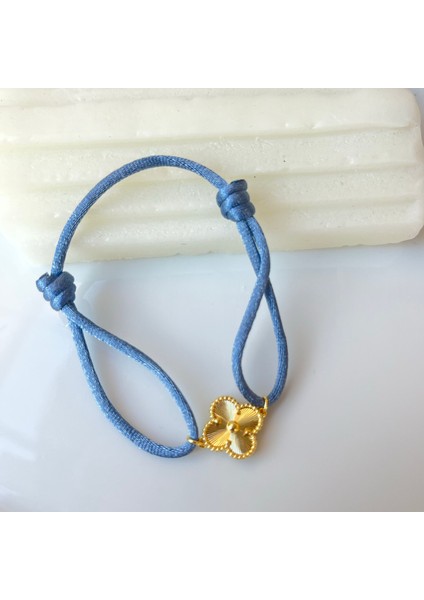 Mavi Ipli Gold Detalı Çelik Bileklik