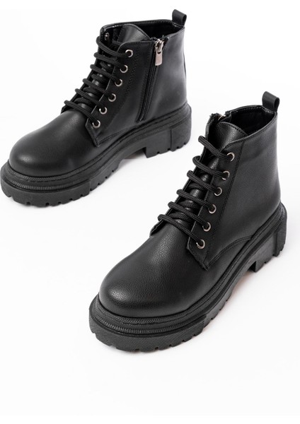 Siyah Bağcıklı Fermuarlı Günlük Kadın Bot modelleri