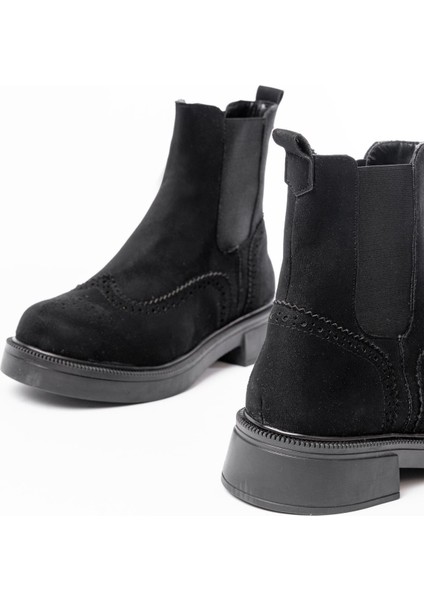 Siyah Süet Lastikli Günlük Kadın Bot