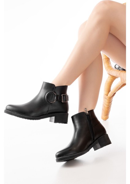 Siyah Toka Aksesuarlı Fermuarlı Günlük Kadın Bot fiyatları
