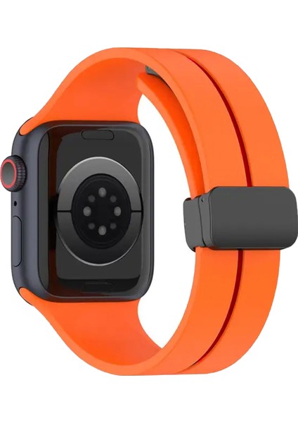 Apple Watch 10 Series 46MM ile Uyumlu Manyetik Tokalı Silikon Kordon Kayış - FC272