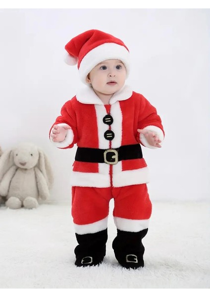 Noel Baba Kostümü - Polarlı Noel Baba Tulumu - Noel Cosplay - Christmas Noel Çocuk Tulum modelleri