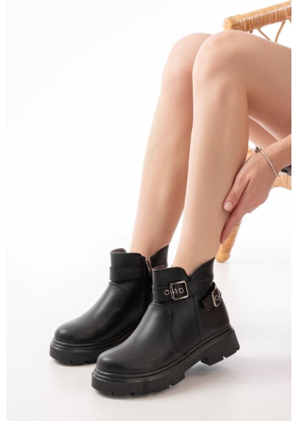 Siyah Toka Aksesuarlı Fermuarlı Günlük Kadın Bot fiyatları