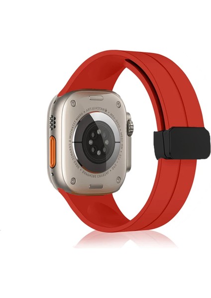 Apple Watch 10 Series 46MM ile Uyumlu Manyetik Tokalı Silikon Kordon Kayış - FC272