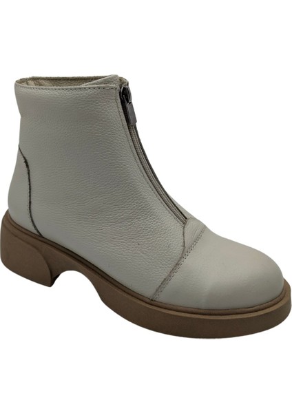 Alize Kadın Deri Fermuarlı Kısa Bot - Alize - Bej - 40 modelleri