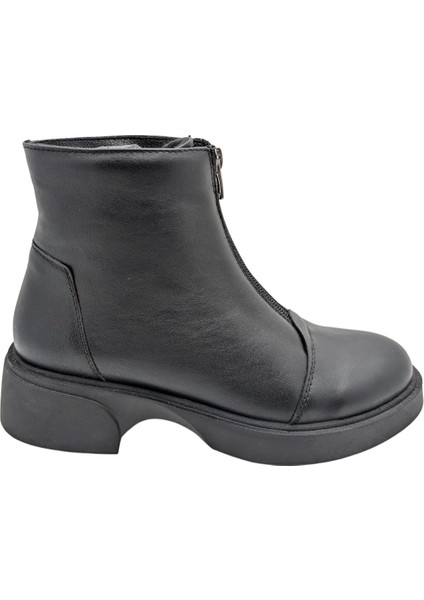 Alize Kadın Deri Fermuarlı Kısa Bot - Alize - Siyah - 37