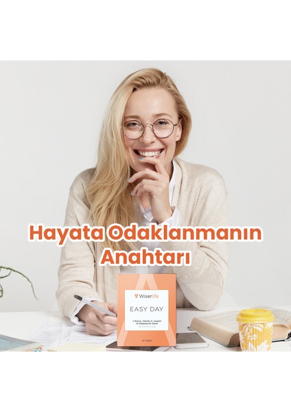 Easy Day L-Teanin, Vitamin C, İnositol ve Magnezyum İçeren Takviye Edici Gıda 30 Tablet