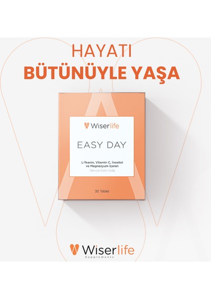 Easy Day L-Teanin, Vitamin C, İnositol ve Magnezyum İçeren Takviye Edici Gıda 30 Tablet