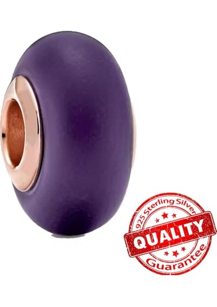 925 Ayar Mat Mor Murano Cam Charm