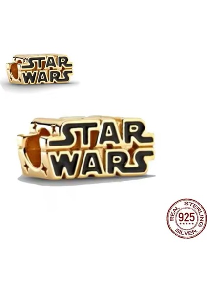 Star Wars Gold Renk Yazılı Charm 925 Ayar Gümüş fırsatları