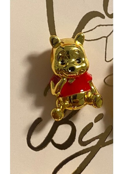 Disney Winnie The Pooh Charm 925 Ayar Gümüş Altın Kaplama