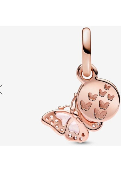 Pembe Kelebek Çift Sallantılı Charm