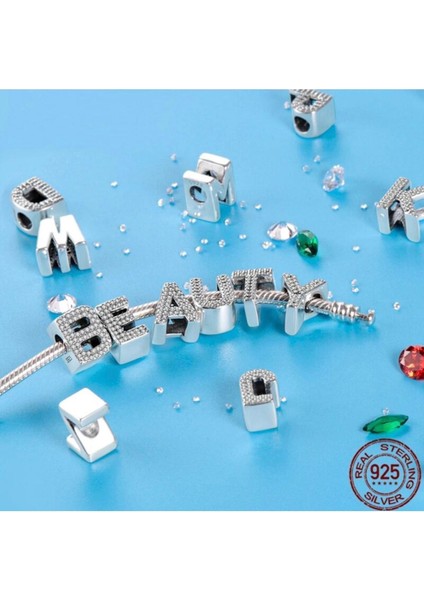 J Harf Zirkon Taşlı Harf Charm 925 Ayar Gümüş fiyatları