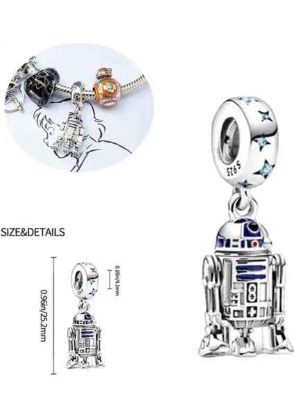 Star Wars R2 - D2 Droid Charm 925 Ayar Gümüş