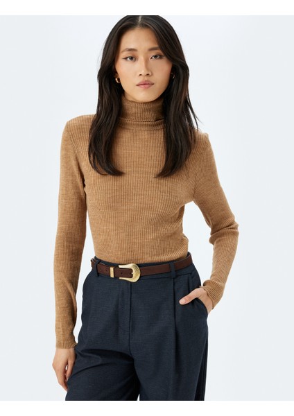 Uzun Kollu Yün Karışımlı Balıkçı Yaka Triko Kazak fiyatları