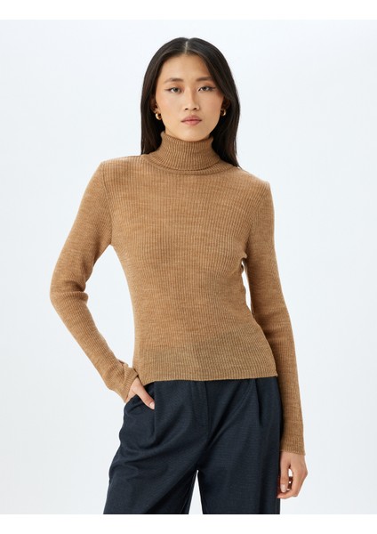 Uzun Kollu Yün Karışımlı Balıkçı Yaka Triko Kazak modelleri