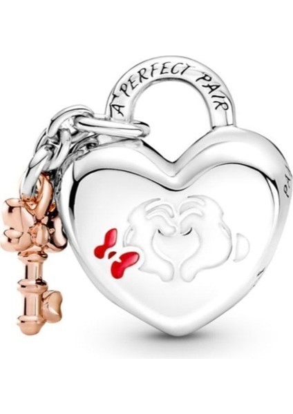 Disney Mickey Mouse ve Minnie Kilit Charm 925 Ayar Gümüş Charm fiyatları
