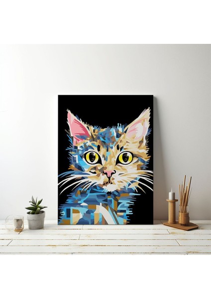 Sayılarla Boyama Seti Numaralı Tuvale Gerili Fırça Boya Dahil Tam Set 40X50CM | Kedi Sanatı