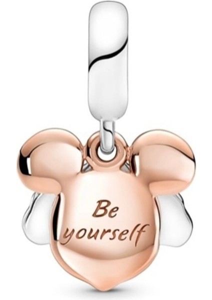 Mickey Mouse Çift Sallantılı 925 Ayar Gümüş Charm