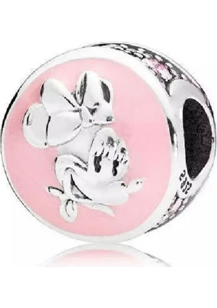 Disney Pembe Minnie Mouse Charm 925 Ayar Gümüş