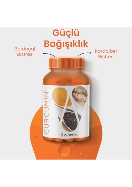 Curcumin Kurkumin ve Karabiber Ekstresi İçeren Takviye Edici Gıda 30 Kapsül