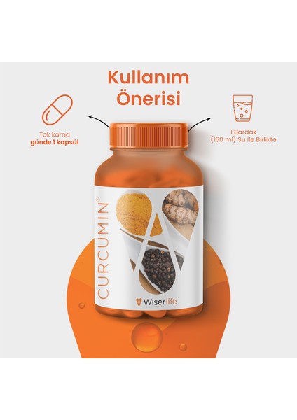 Curcumin Kurkumin ve Karabiber Ekstresi İçeren Takviye Edici Gıda 30 Kapsül