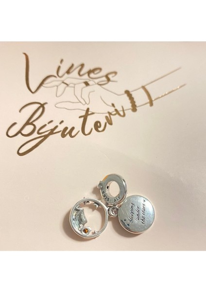 Gece ve Kamp Gökyüzü Çift Sallantılı 925 Ayar Gümüş Charm fiyatları