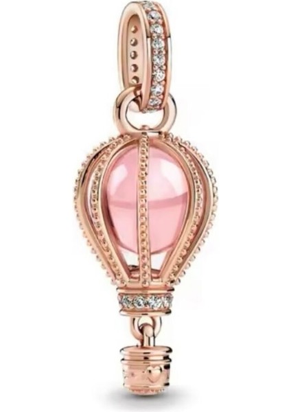 Pembe Parıltılı Sıcak Hava Balonu Sallantılı Charm