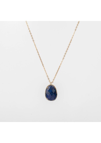 Lapis Lazuli Taşı Doğal Taş Çelik Kolye