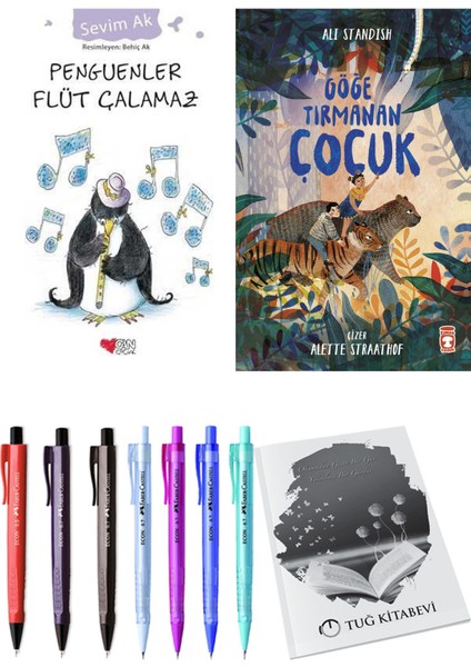 Göğe Tırmanan Çocuk ve Penguenler Flüt Çalamaz 2'li Set + Hediyeli