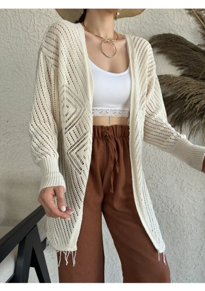 Kadın Ajurlu Püskül Detay Salaş Hırka modelleri