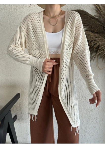 Kadın Ajurlu Püskül Detay Salaş Hırka indirimleri