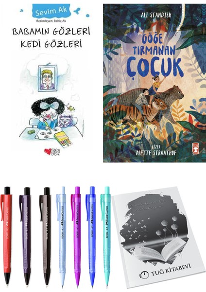 Göğe Tırmanan Çocuk ve Babamın Gözleri Kedi Gözleri 2'li Set + Hediyeli