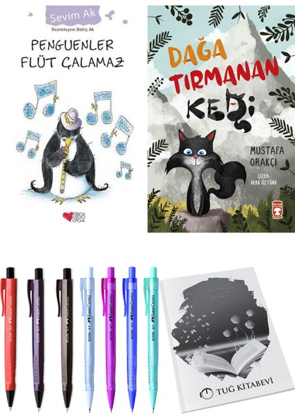 Dağa Tırmanan Kedi ve Penguenler Flüt Çalamaz 2'li Set + Hediyeli
