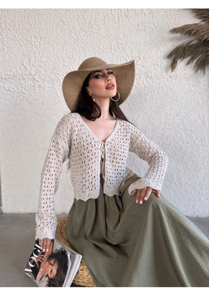 Kadın Ajurlu Bağlama Detay Hırka fiyatları