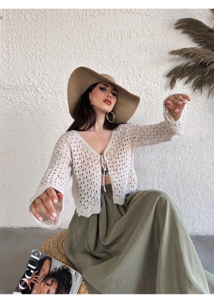 Kadın Ajurlu Bağlama Detay Hırka fırsatları