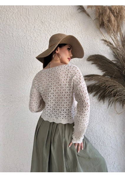 Kadın Ajurlu Bağlama Detay Hırka indirimleri