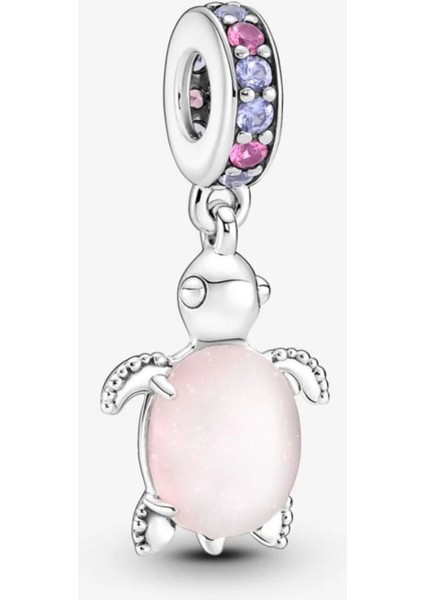 Murano Camı Pembe Deniz Kaplumbağası Sallantılı Charm