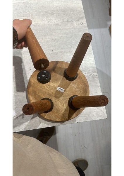 Maymun Figürlü Çocuk Taburesi / Ahşap Boyalı ve Oymalı Çocuk Tabure (Portatif Ayaklı )Yükseklik: 24 Cm, Çap: 26 cm