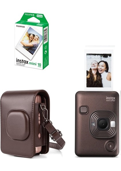 Instax Mini Liplay Hybrid Fotoğraf Makinesi 10'lu Film Liplay Uyumlu Çantalı Set