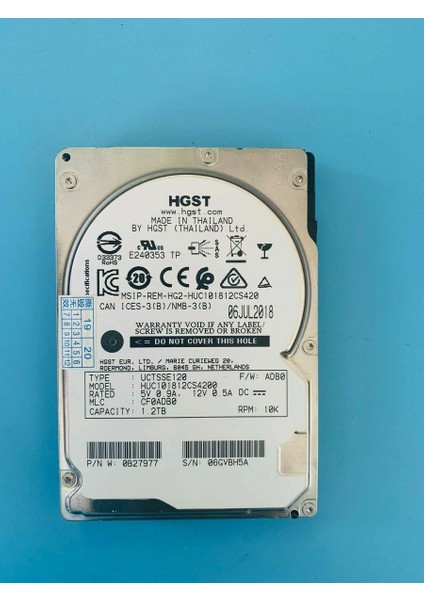 HUC101818CS4200 Hgst Ultra Star 1.8tb 12G 10K 4kn Sas Hard Disk