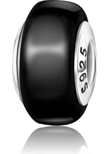 Siyah Murano Cam Charm 925 Ayar modelleri