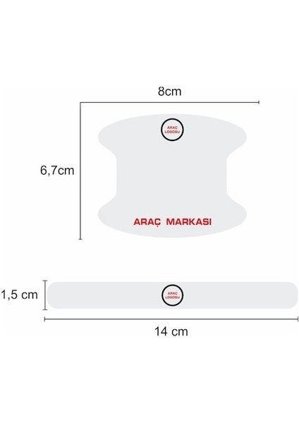 Kia Marka Uv Baskılı Kapı Kolu Koruma Folyo 8'li Seti Çizik Önleyici