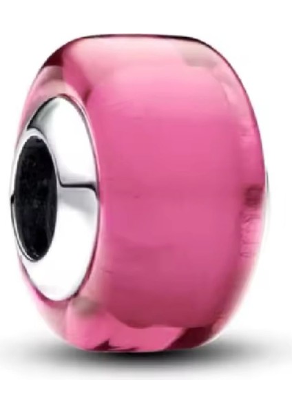 Gümüş Pembe Mini Murano Cam Charm fiyatları