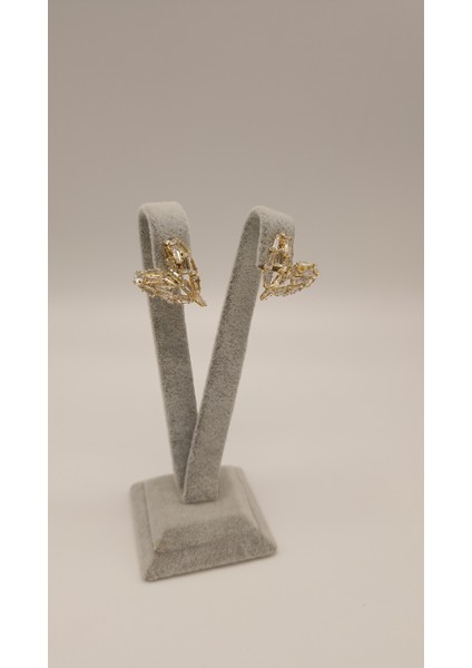 Zirkon Taşlı Gold Kalp Küpe