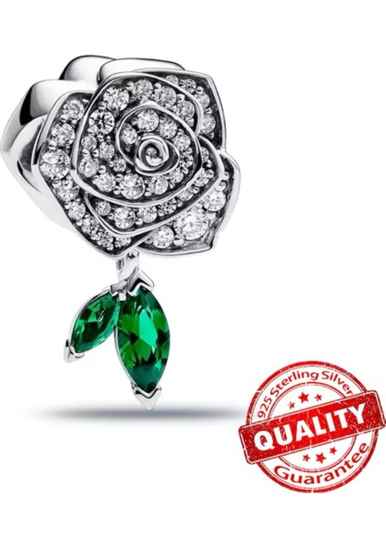 Açan Işıltılı Gümüş Gül Charm fiyatları